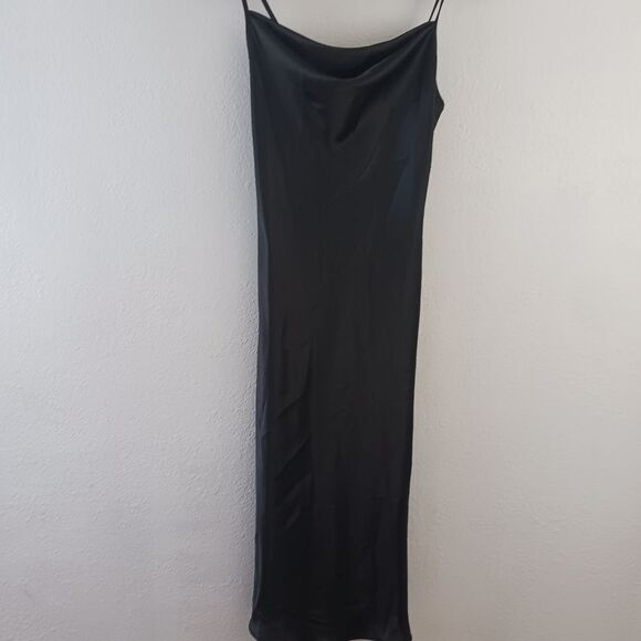 Bebe Black Satin Cowl Neck Slip Midi Dress size XS - Picture 2 of 7